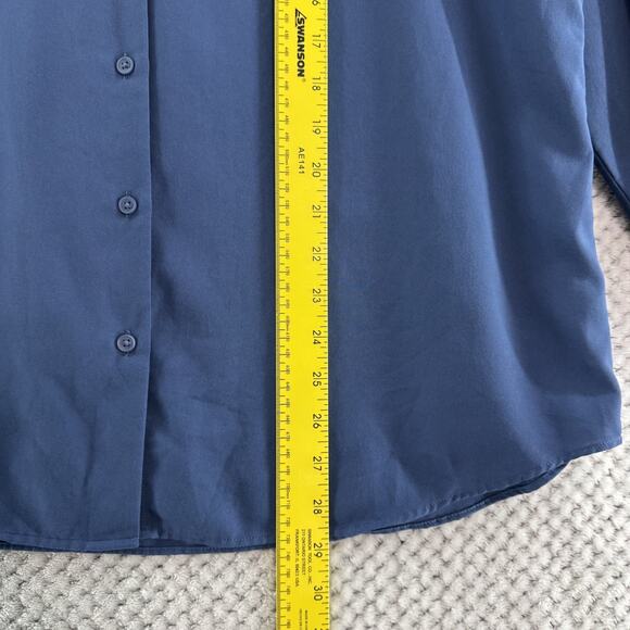 Uniqlo Top Womens XL Blue Rayon Button Front Long Sleeves Career - Picture 9 of 13